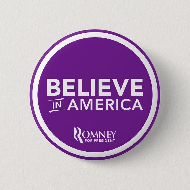 Mitt Romney glauben an Amerika 2012 (lila) Button (Vorderseite)