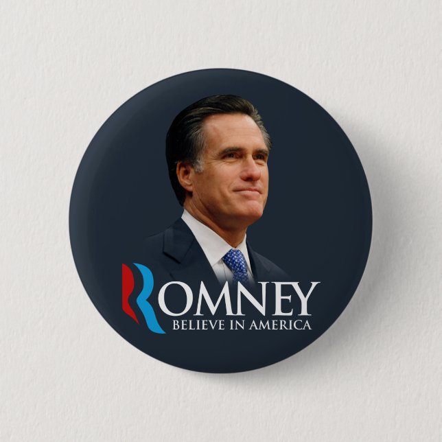 Mitt Romney glauben an dunkelblaues Button (Vorderseite)