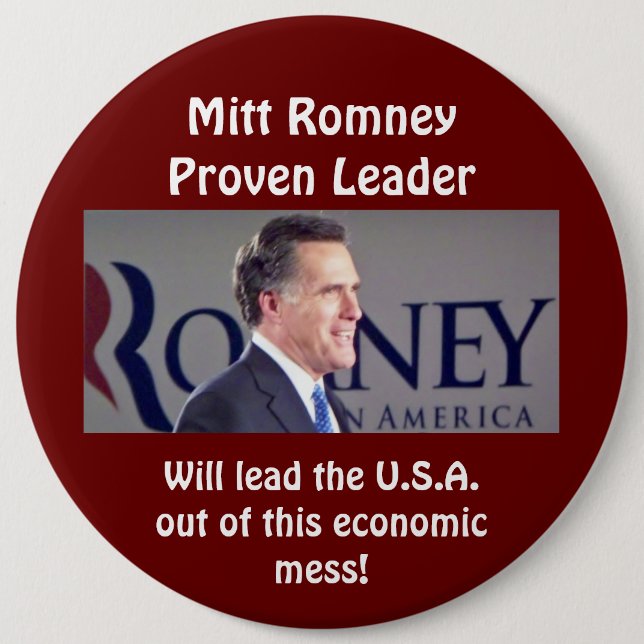 Mitt Romney nachgewiesener Führer-runder Button (Vorderseite)