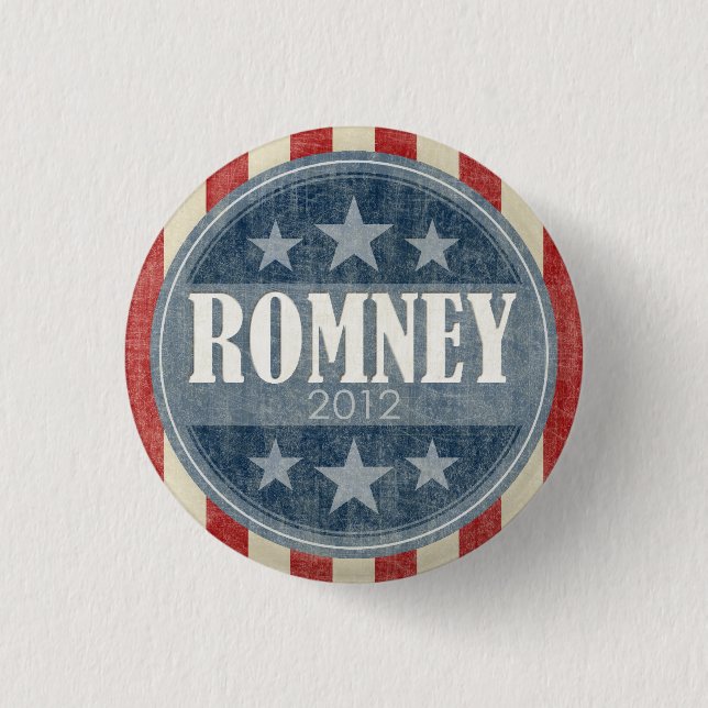 Mitt Romney - Vintage US Flagge Button (Vorderseite)