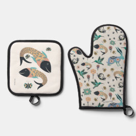 Mitt- und Fischtopfhalter Ofenhandschuh & Topflappen-Set