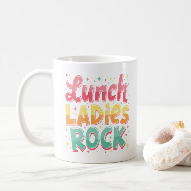 Mittag Ladys Rock! Funny Lunch Dame Kaffeetasse (Mit Donut)
