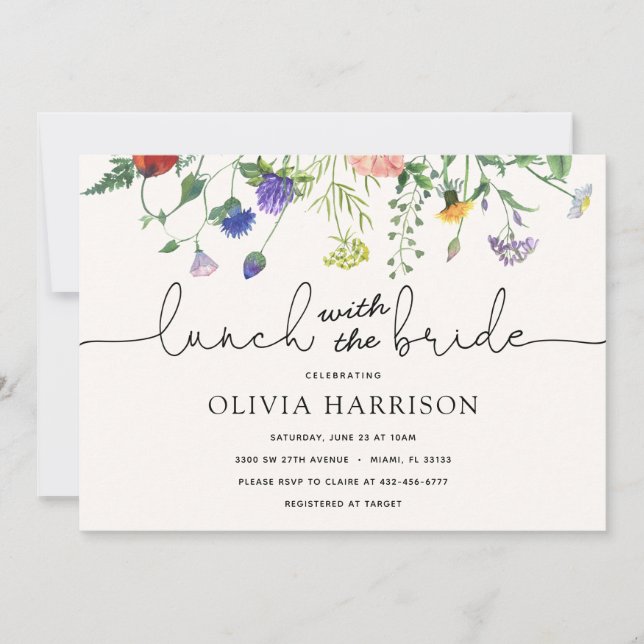 Mittag mit der Brautdusche Wildblume Einladung (Vorderseite)