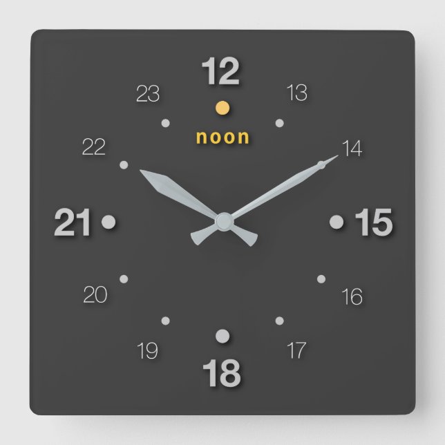 Mittag Quadratische Wanduhr (Vorderseite)