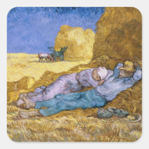 Mittag Vincent van Goghs  , der Siesta, nach Hirse Quadratischer Aufkleber