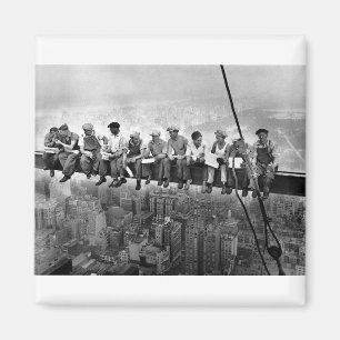 Mittagessen am Wolkenkratzer 1932 Magnet