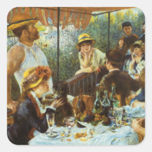 Mittagessen der Bootsmannschaft von Pierre Renoir Quadratischer Aufkleber