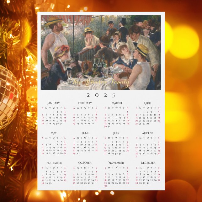 Mittagessen des Party Renoir 2025 Kalender Magnetkarte (Luncheon of the Boating Party Renoir 2025 Calendar)