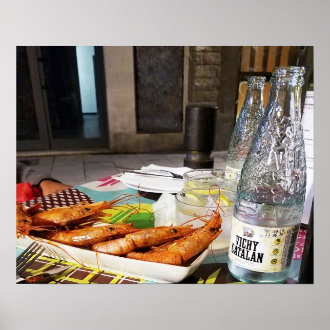 Mittagessen in Barcelona Spanien Poster (Vorne)