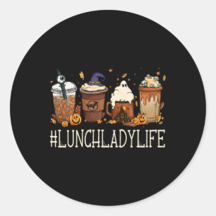 Mittagessen Lady Horror Kaffee Spooky Halloween Pu Runder Aufkleber