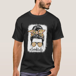 Mittagessen Lady Messy Hair Frau Bun Mittagessen L T-Shirt