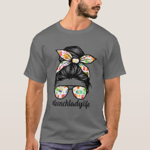 Mittagessen Lady Messy Hair Frau Bun Mittagessen L T-Shirt