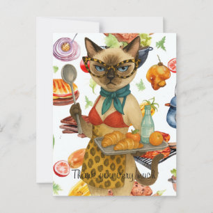 Mittagessen Lady serviert Essen Postkarte