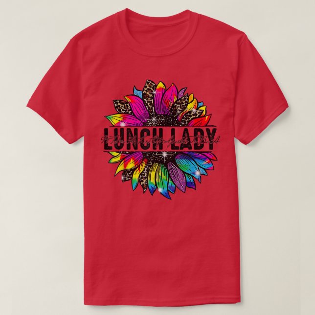 Mittagessen Lady Sonnenblumen Leopard Gefärbte Kra T-Shirt (Design vorne)