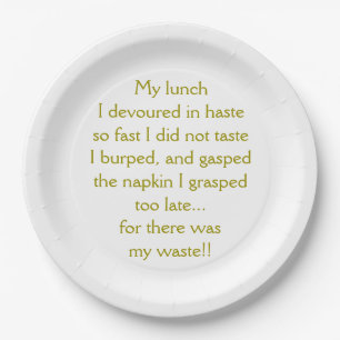 Mittagessen Limerick Pappteller