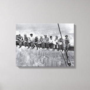 Mittagessen über einem Wolkenkratzer Leinwanddruck