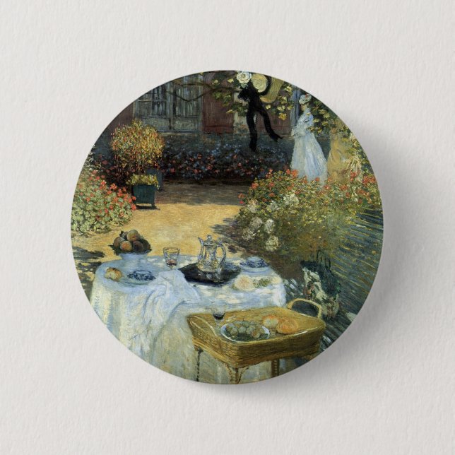 Mittagessen von Claude Monet, Vintage Impressionis Button (Vorderseite)