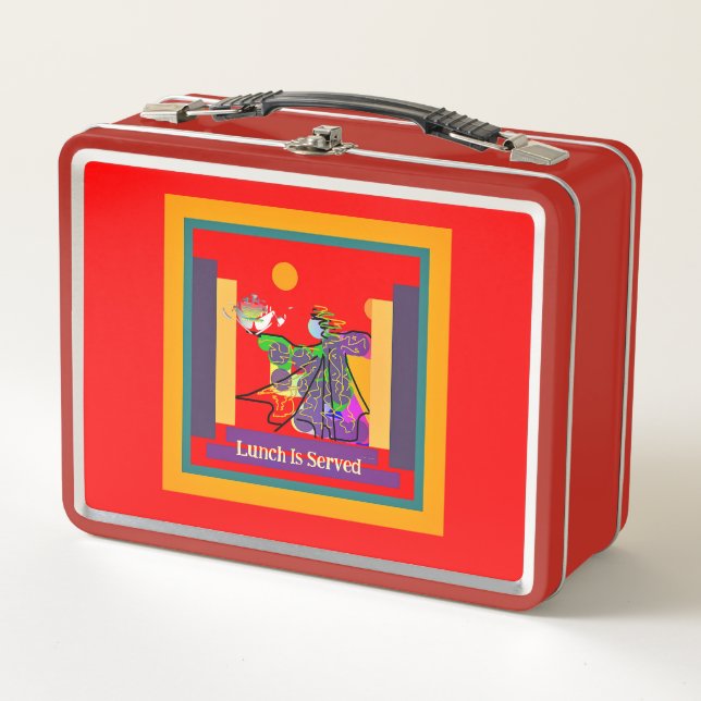 Mittagessen wird serviert Metall-Lunchbox Metall Brotdose (Vorderseite)