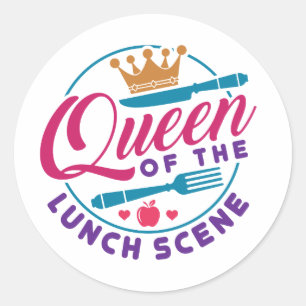 Mittags Dame Queen of the Lunch Szene Runder Aufkleber