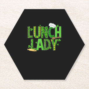Mittags Lady Happy St Patrick's Day Cafeteria Work Untersetzer
