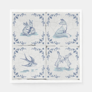 Mittags-Servietten Delft-Fliese Waldtiere Serviette