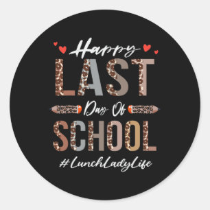 Mittagspause Lady Happy Letzten Schultag Sommer Fu Runder Aufkleber