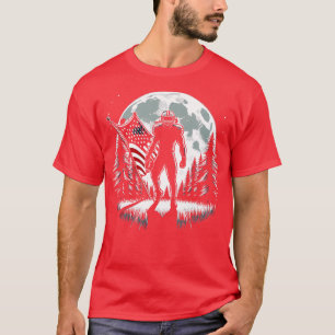 Mitte Amerikanische Flagge Vollmond Spieler 2 T-Shirt