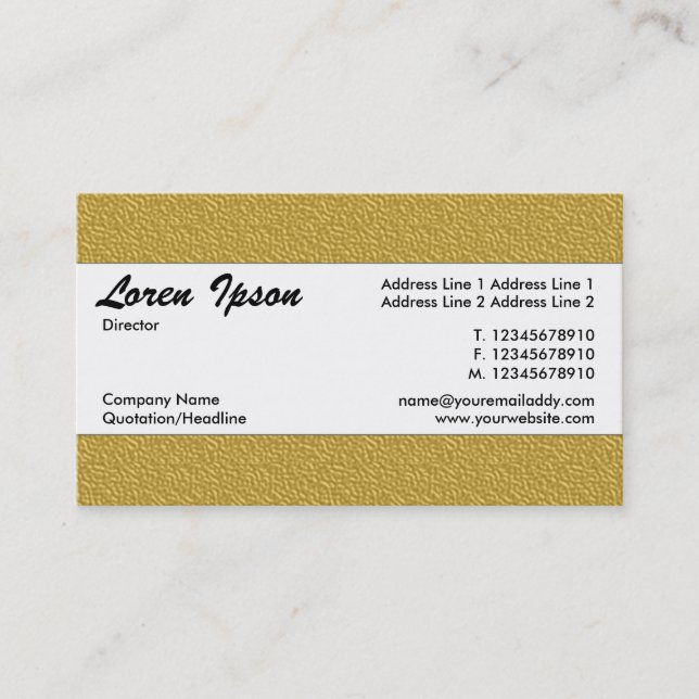 Mitte Band 016 - Ocker-Gelbe Embossed Texture Visitenkarte (Vorderseite)