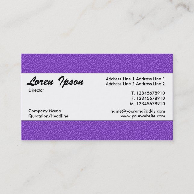 Mitte Band 020 - Violett mit Embossed Texture Visitenkarte (Vorderseite)