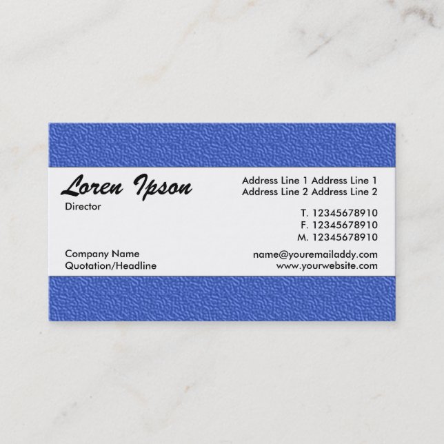 Mitte Band 022 - Blaue Embossed Texture Visitenkarte (Vorderseite)