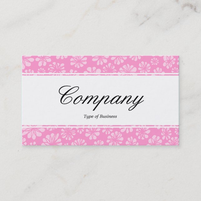 Mitte Band (eingeknöpft) - Script - Pink Floral Visitenkarte (Vorderseite)