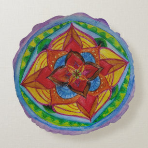 Mitte Blume Mandala Zen Rundwurfpilz (16") Rundes Kissen