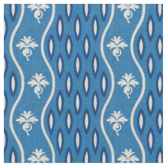 Mitte der 1800er Jahre Wavy Stripe, blau Stoff (Nahaufnahme)