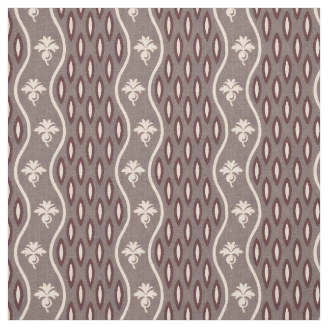 Mitte der 1800er Jahre Wavy Stripe, Gray and Burgu Stoff (Muster)