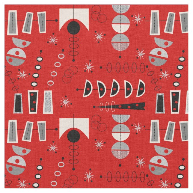 Mitte des Jahrhunderts Abstrakt in Rot Stoff (Nahaufnahme)