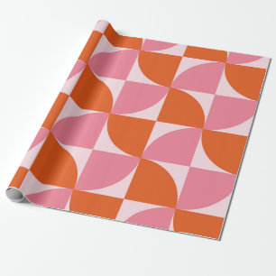 Mitte des Jahrhunderts Abstrakte Orange und Rosa M Geschenkpapier