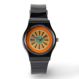 Mitte des Jahrhunderts Atomar Futuristische Orange Armbanduhr