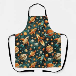 Mitte des Jahrhunderts Atomarer Raum Orange Teal P Schürze