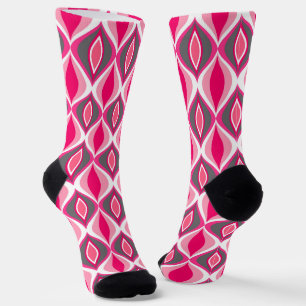 Mitte des Jahrhunderts Diamond Muster Pink Fuchsia Socken