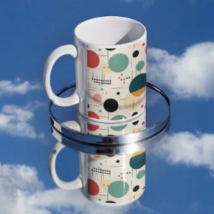 Mitte des Jahrhunderts farbenfrohes geometrisches Kaffeetasse