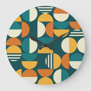 Mitte des Jahrhunderts geometrisch: Retro-minimali Große Wanduhr