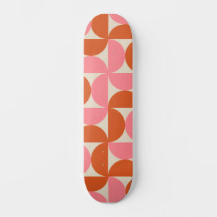 Mitte des Jahrhunderts Geometrisch Rosa Orange Hal Skateboard