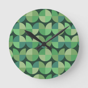 Mitte des Jahrhunderts Geometrisches Grün Türkis M Runde Wanduhr