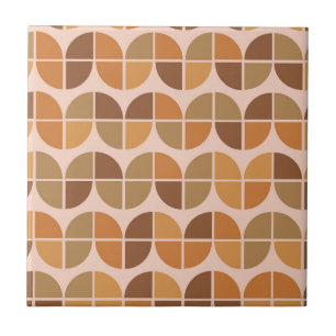 Mitte des Jahrhunderts Geometrisches Orange-Braun- Fliese