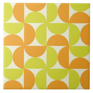 Mitte des Jahrhunderts Halbe Kreise Orange und Lim Fliese