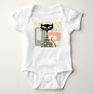 Mitte des Jahrhunderts Katze Mid-Century Modern Baby Strampler