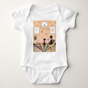 Mitte des Jahrhunderts Katze Mid-Century Modern Baby Strampler