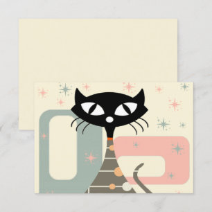 Mitte des Jahrhunderts Katze Mid-Century Modern Einladung