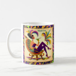 Mitte des Jahrhunderts Mardi Gras Frau mit einem M Kaffeetasse