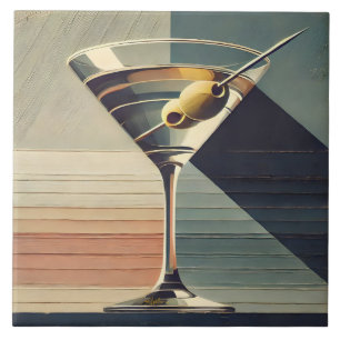 Mitte des Jahrhunderts Modern 2 Olive Martini Cock Fliese